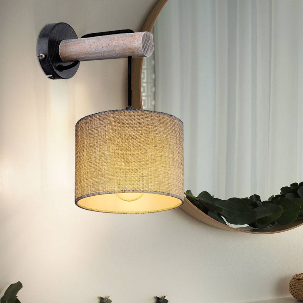 Wand Lampe Leuchte Beleuchtung Holz-Design Textil Wohn Ess Schlaf Zimmer Küche