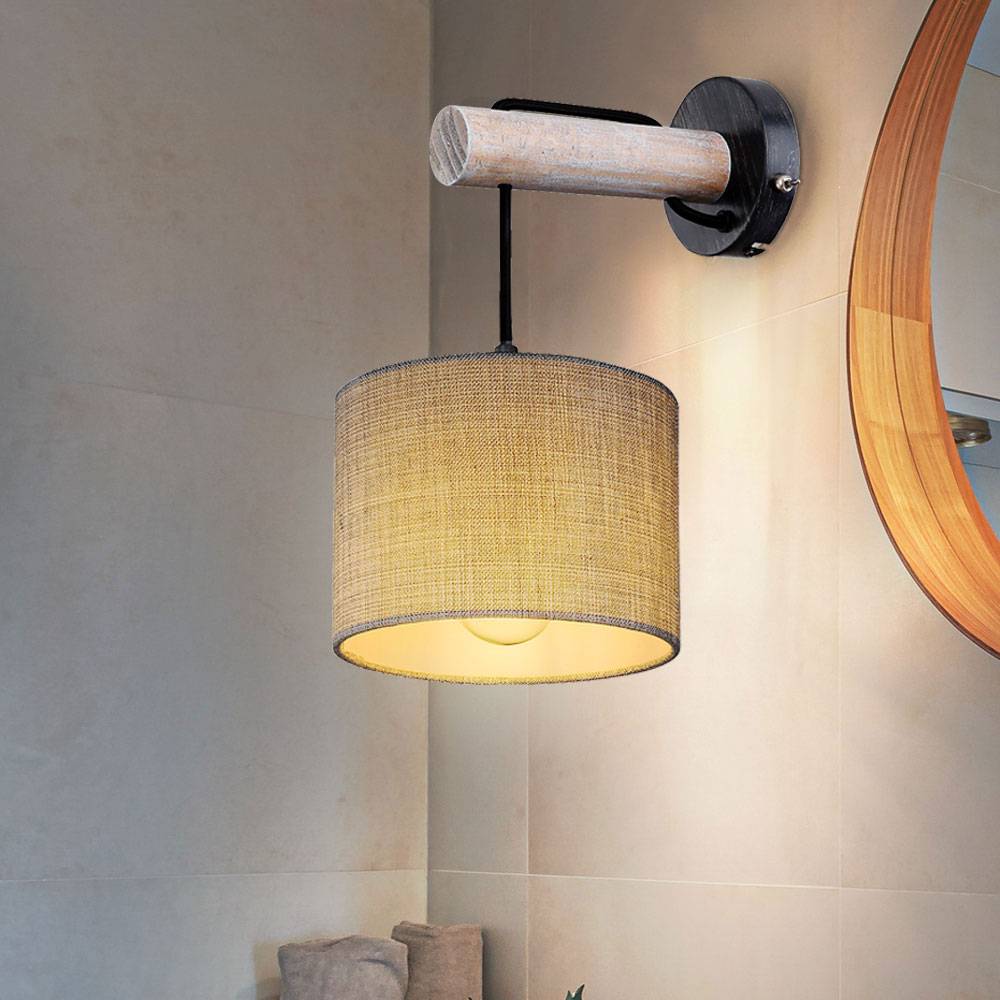 Wand Lampe Leuchte Beleuchtung Holz-Design Textil Wohn Ess Schlaf Zimmer Küche