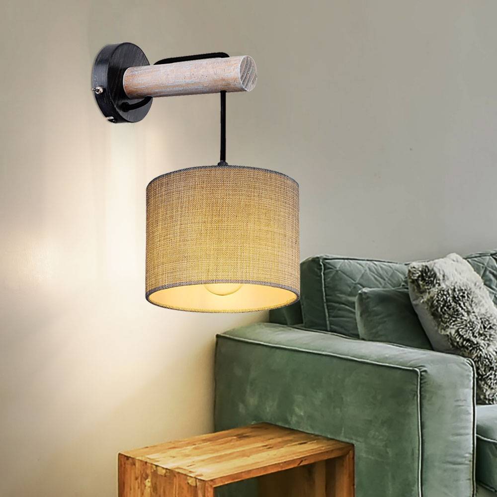 Wand Lampe Leuchte Beleuchtung Holz-Design Textil Wohn Ess Schlaf Zimmer Küche