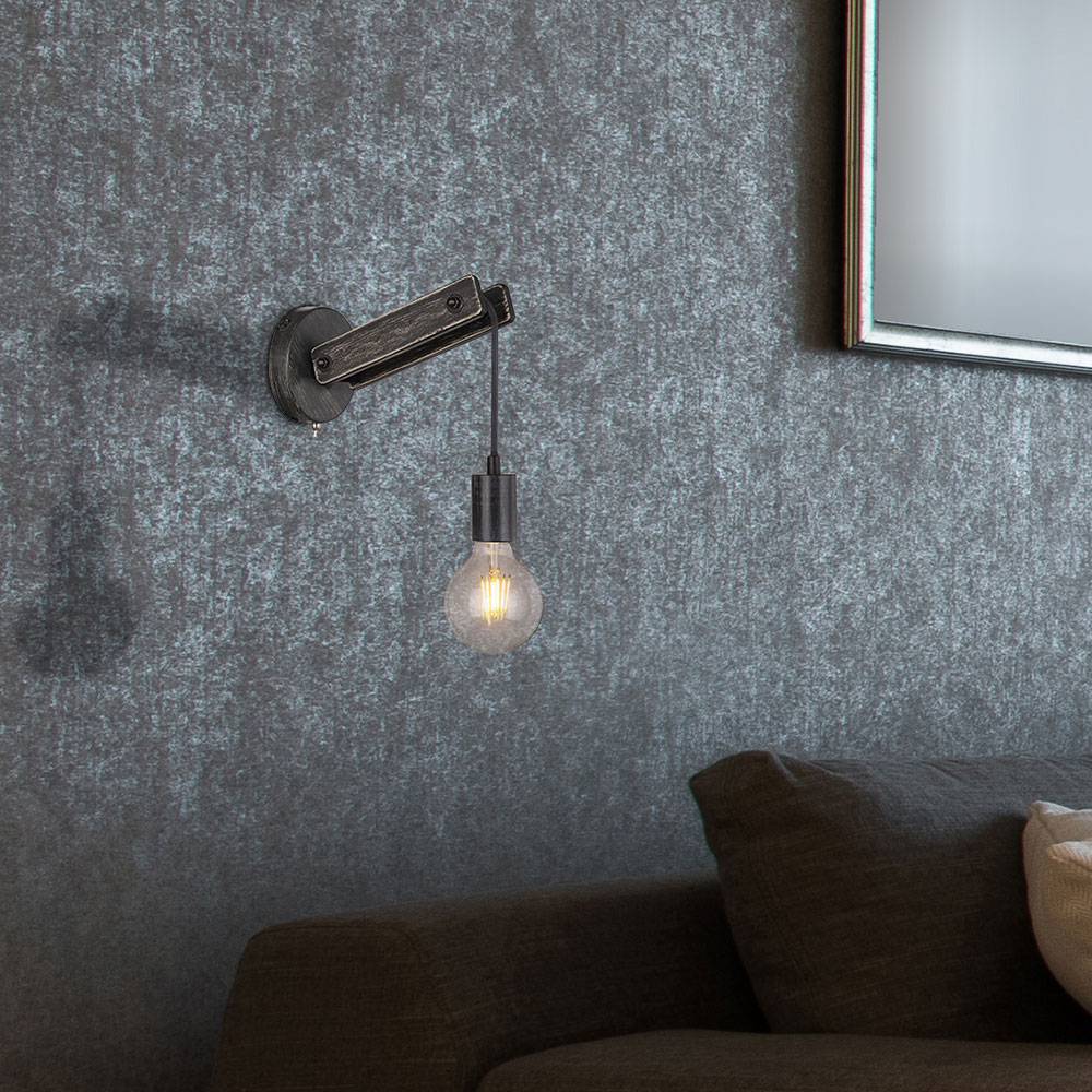 Wandlampe dimmbar Vintage Smart Home Leuchte Industrial Vintage Wandleuchte Holz Innen, Sprach- und App Steuerung, Farbwechsel,10W RGB LED warmweiß