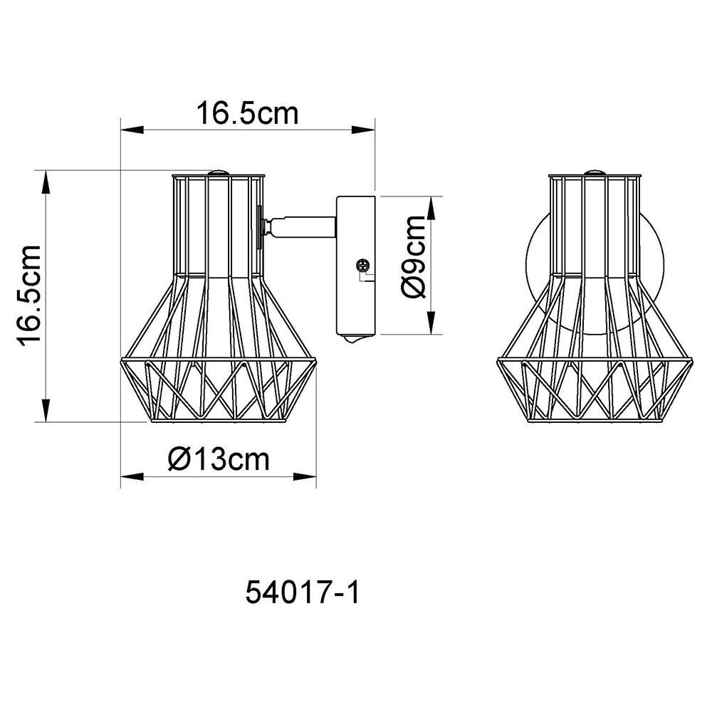 Wand Spot Lampe Käfig Spot Wohn Zimmer Leuchte Strahler verstellbar schwarz