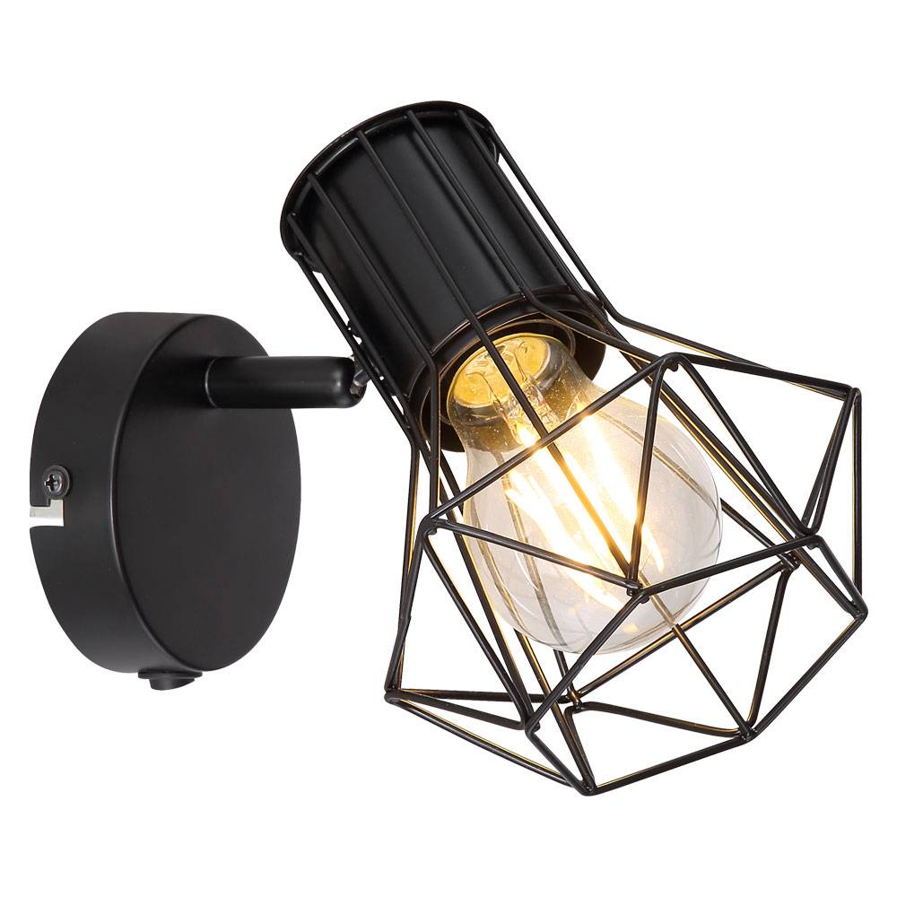 Wand Spot Lampe Käfig Spot Wohn Zimmer Leuchte Strahler verstellbar schwarz