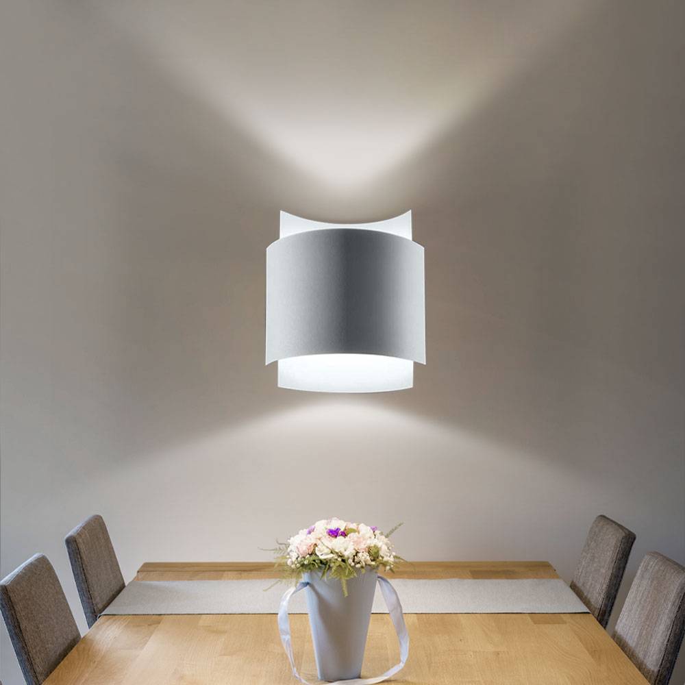 Up Down Leuchte Innen Wandlampe Treppenhaus Wandleuchte weiss, aus Stahl in weiß, indirekte Beleuchtung, 1x G9, LxBxH 23x22x11 cm