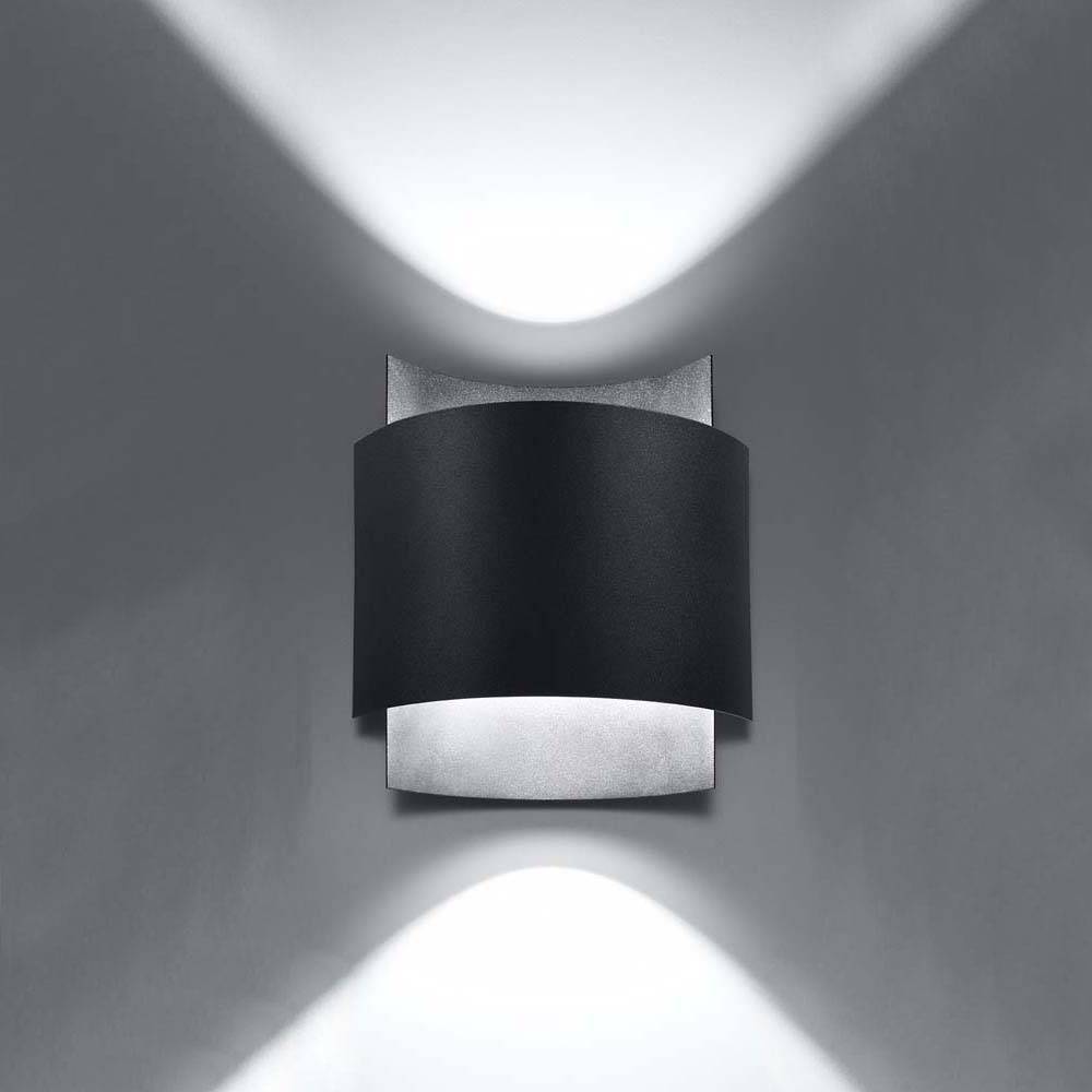 Up Down Leuchte Innen Wandlampe Treppenhaus Wandleuchte schwarz, aus Stahl, indirekte Beleuchtung, 1x G9, LxBxH 23x22x11 cm