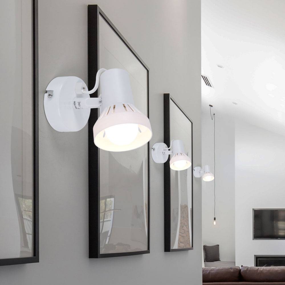 Wandleuchte Schlafzimmerleuchte Wandstrahler Wohnzimmer Leselampe weiß Wandlampe verstellbar, 1x E14, DxHxT 8x12x14 cm, 5er Set