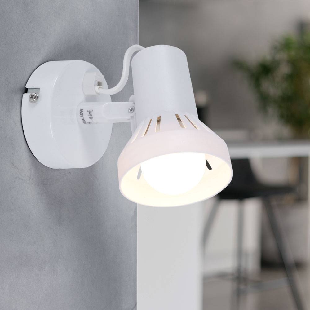 Wandleuchte Schlafzimmerleuchte Wandstrahler Wohnzimmer Leselampe weiß Wandlampe verstellbar, 1x E14, DxHxT 8x12x14 cm, 5er Set
