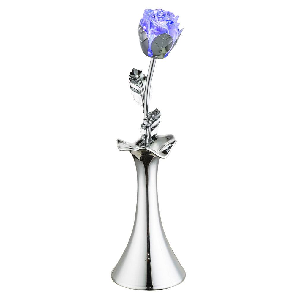 RGB LED Nacht Tisch Leuchte Farbwechsel Rose Blumen Design Beistell Deko Lampe Wohn Zimmer Beleuchtung Chrom