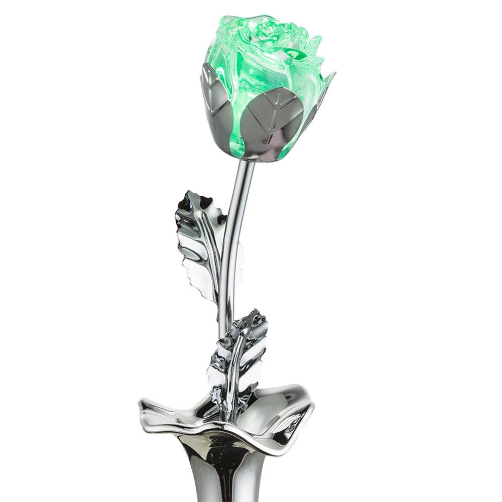 RGB LED Nacht Tisch Leuchte Farbwechsel Rose Blumen Design Beistell Deko Lampe Wohn Zimmer Beleuchtung Chrom