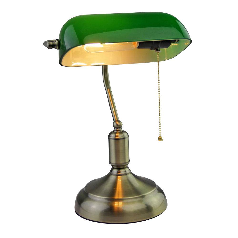 LED Bankerlampe Schreib-Tisch Leuchte Lampe Beleuchtung Büro Arbeitszimmer Vintage Retro Zugschalter