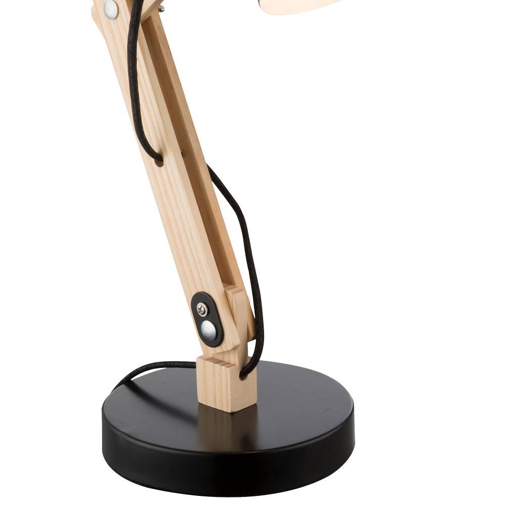 Schreib Tisch Lampe Holz Hell Metall Schwarz Leuchte Spot Beweglich Beleuchtung