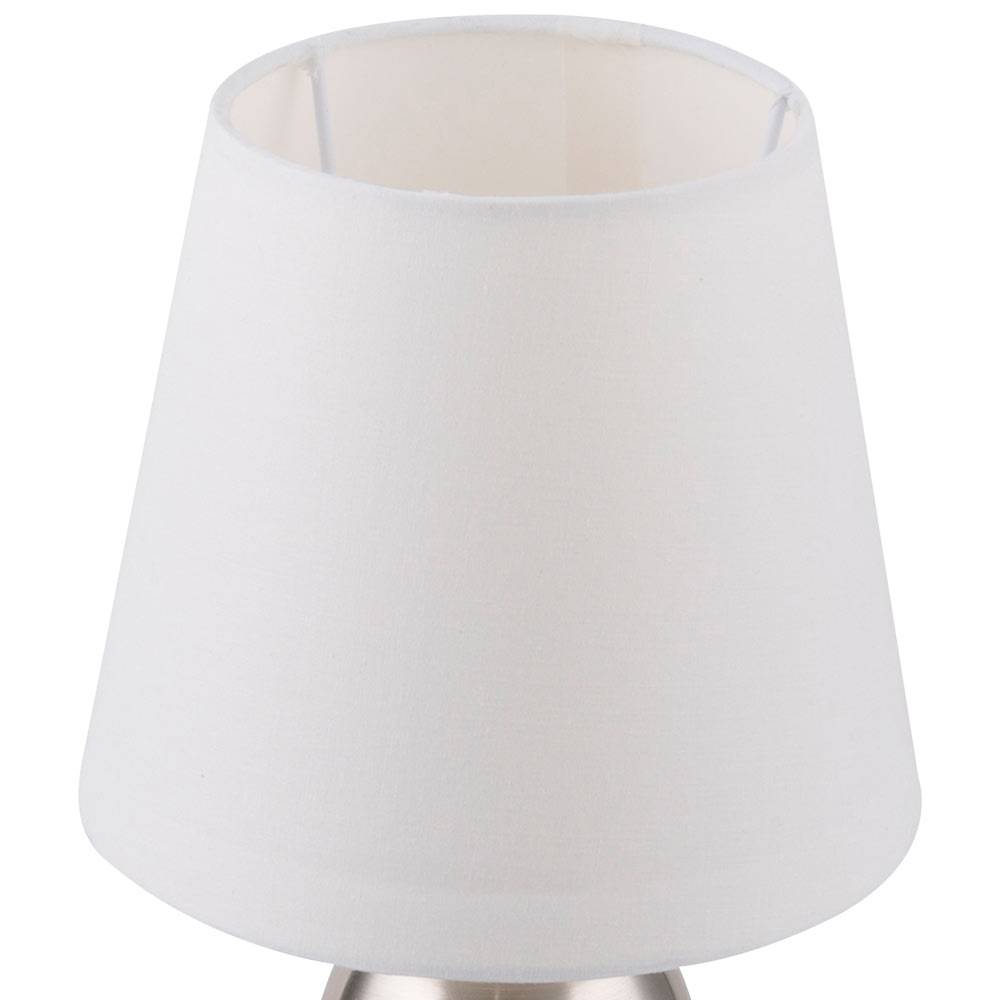 Design Nacht Tisch Lampe silbergrau Schlaf Wohn Zimmer Textil Touch Lese Leuchte weiß