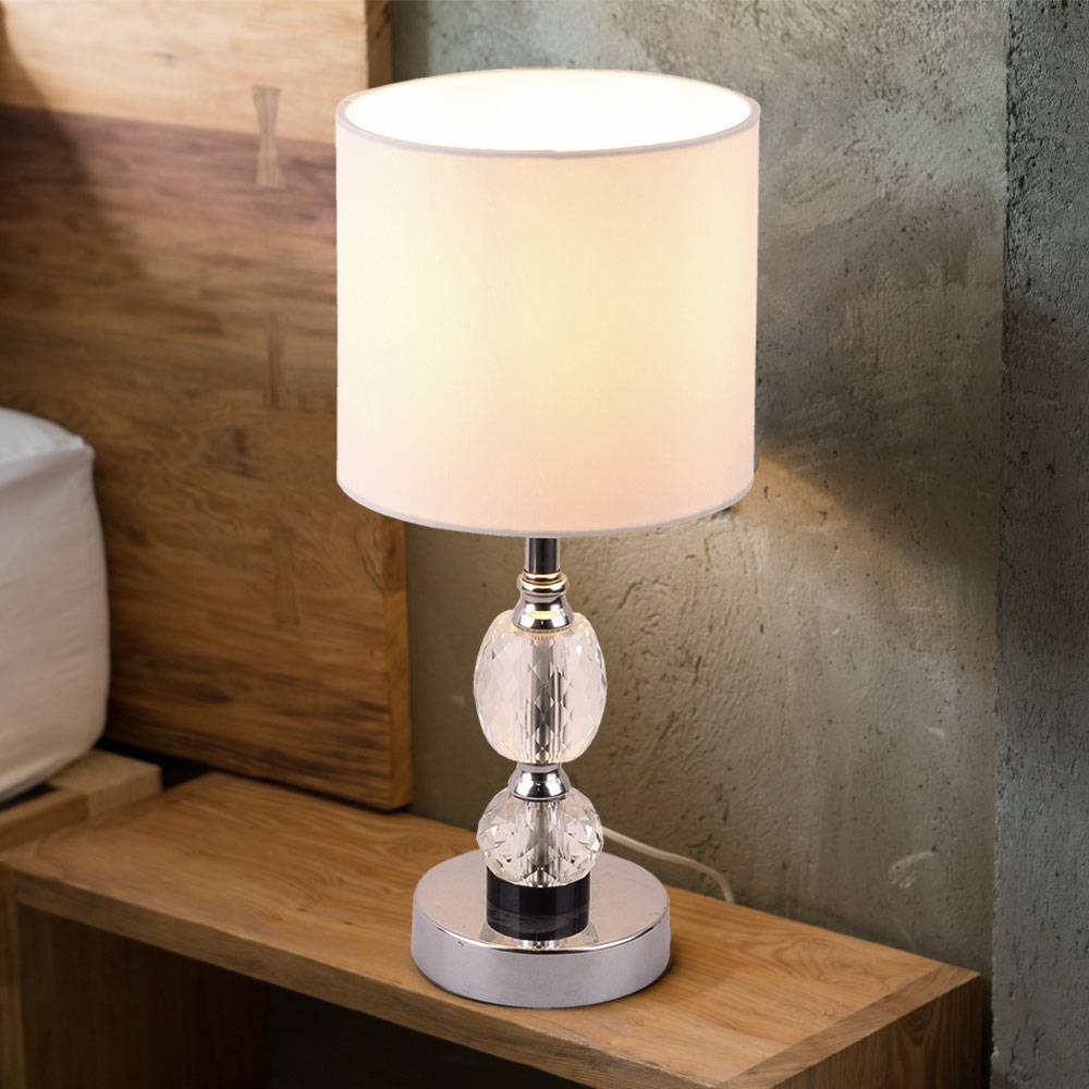 Chrom Büro Schreib Tisch Design Leuchte Kristall Glas Beleuchtung Wohn Zimmer