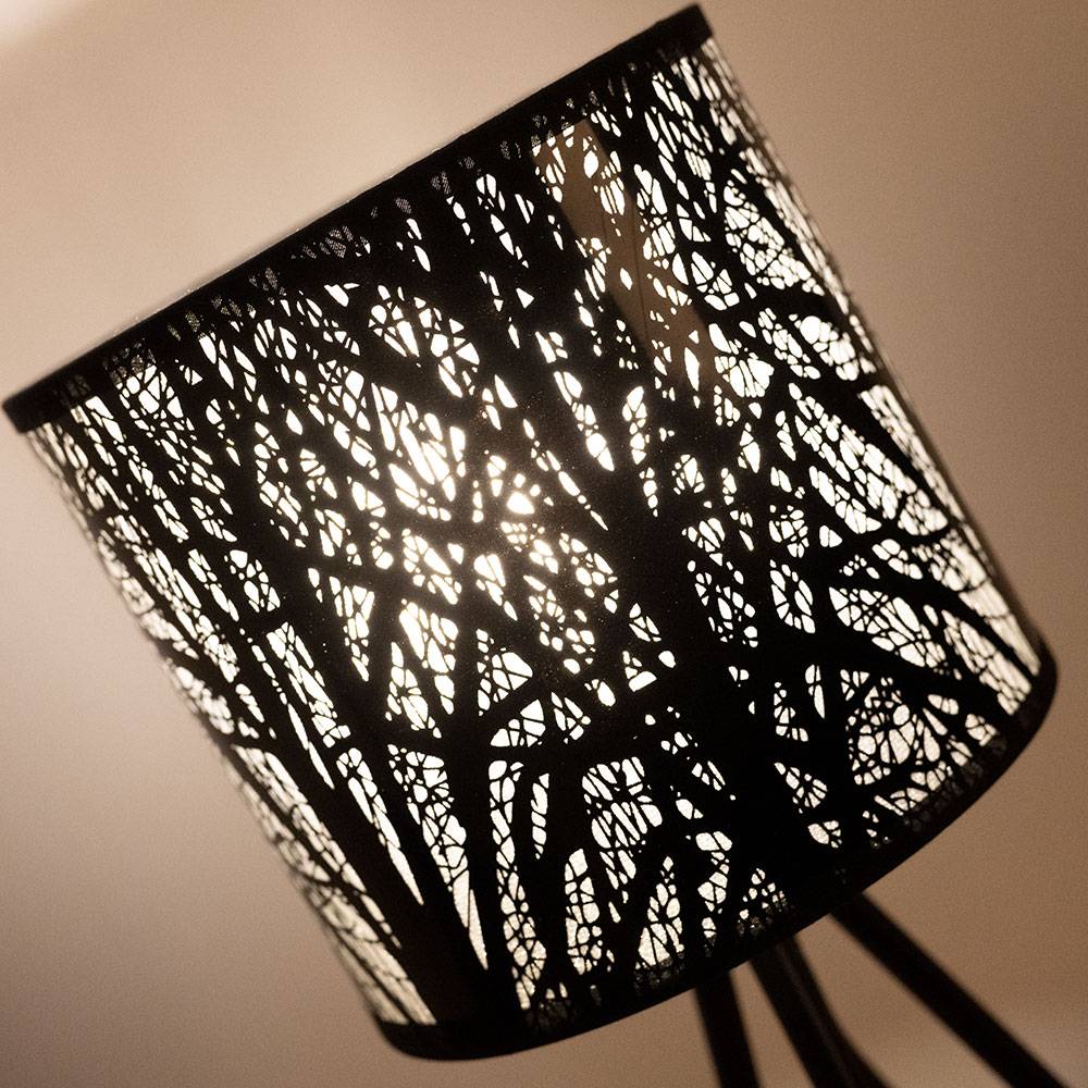 Design Schreib Tisch Leuchte Ess Zimmer Beistell Stoff Lampe Muster schwarz