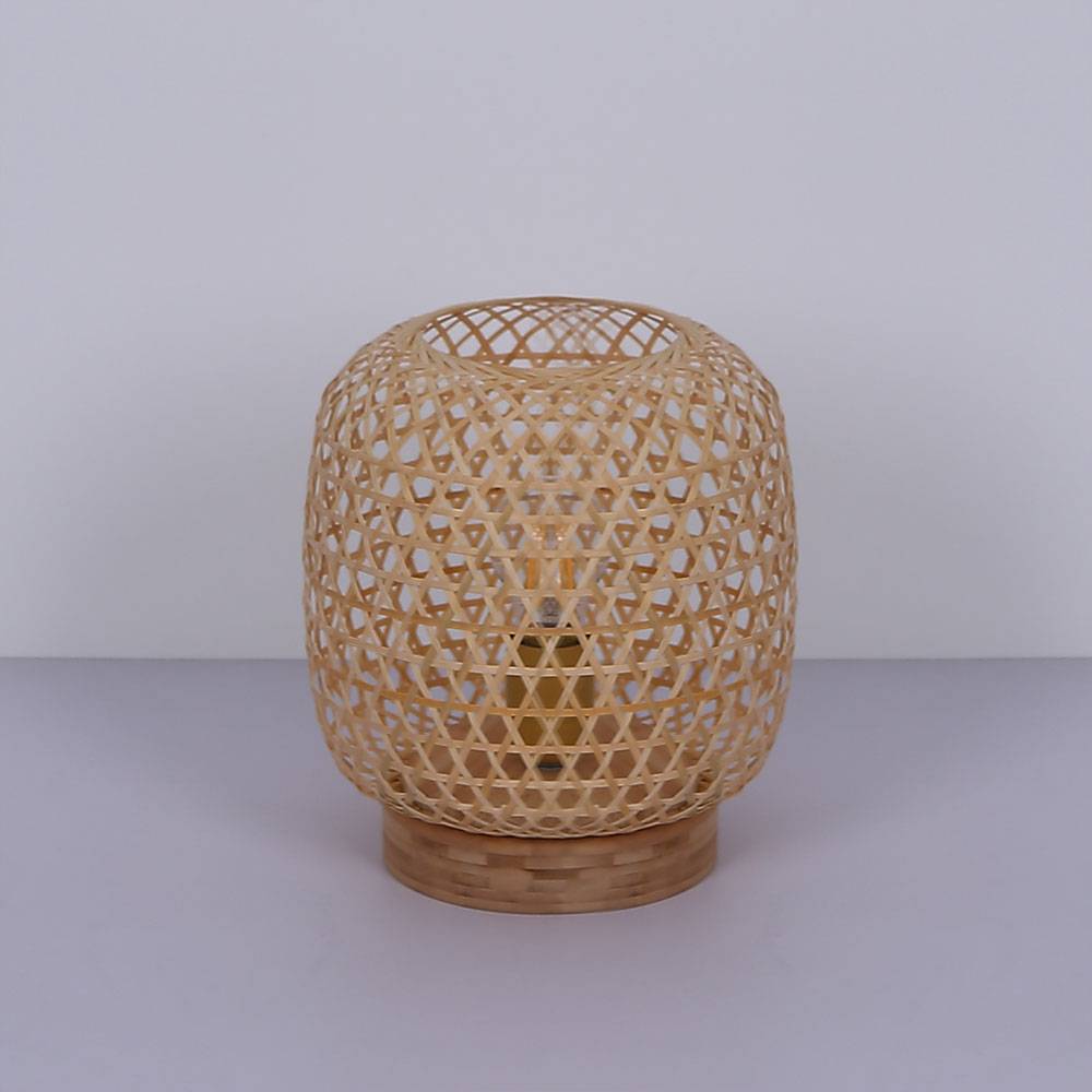 Bambus Tisch Lampe natur Wohn Ess Zimmer Beleuchtung Geflecht Leuchte