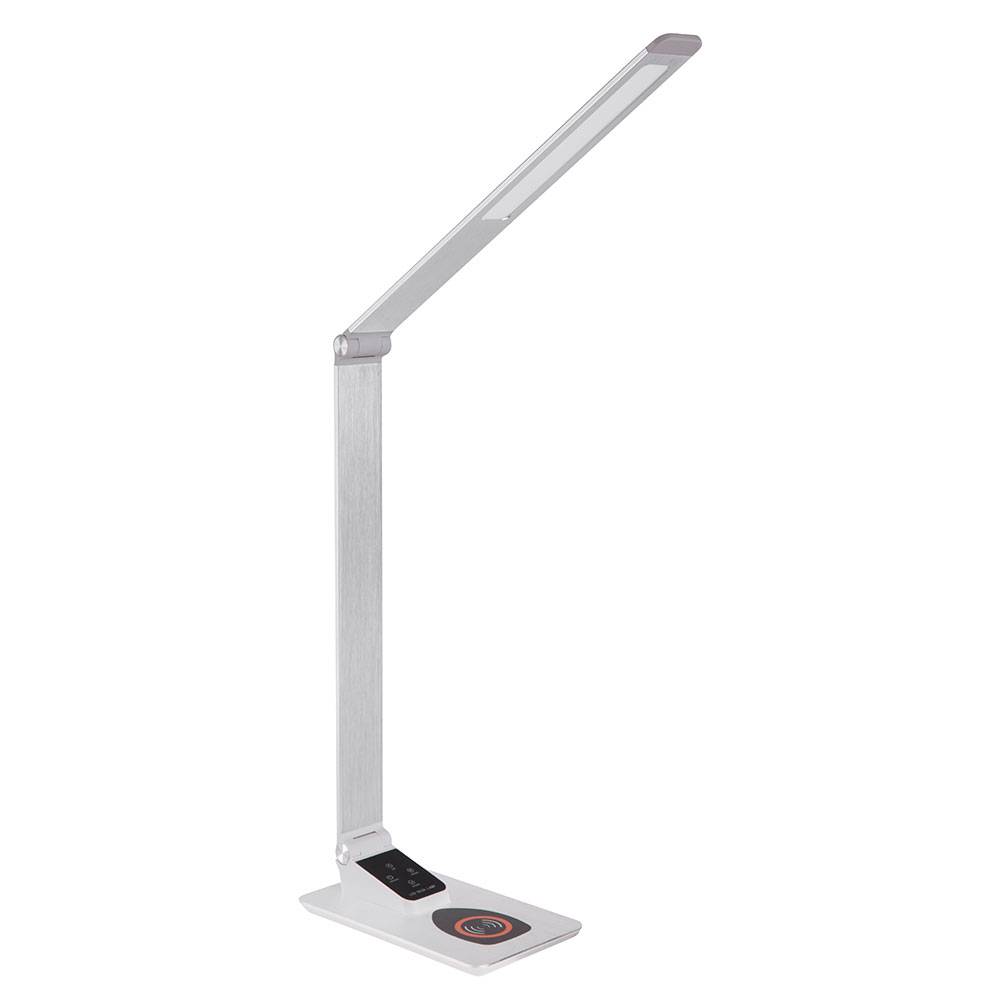 Tischlampe Schreibtischlampe Touch Dimmer LED Leselampe silber Tischleuchte beweglich mit Wireless Charging, Aluminium Kunststoff, LED 7 Watt 420