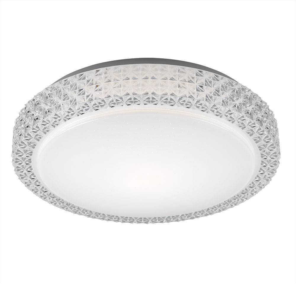 LED Deckenleuchte CCT Deckenlampe Wohnzimmerlampe Wohnzimmerleuchte, Sternenhimmel Kristalle, Stahl, 22W 1980lm 3000K, D x H 40 x 11 cm