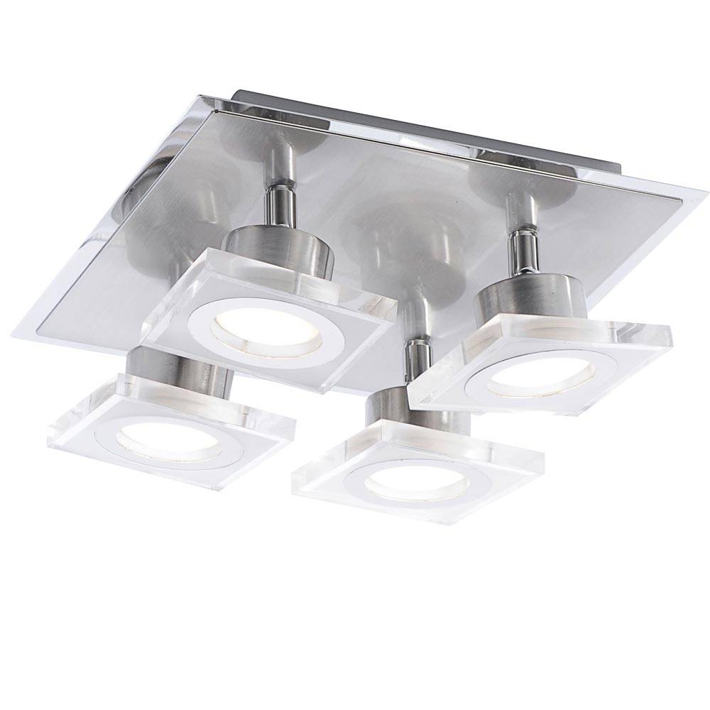 Deckenleuchte schwenkbar Spotstrahler Deckenlampe dimmbar Wohnzimmerleuchte Decke, Stahl, 4x 5,5W 350Lm warmweiß, LxBxH 25x25x11 cm
