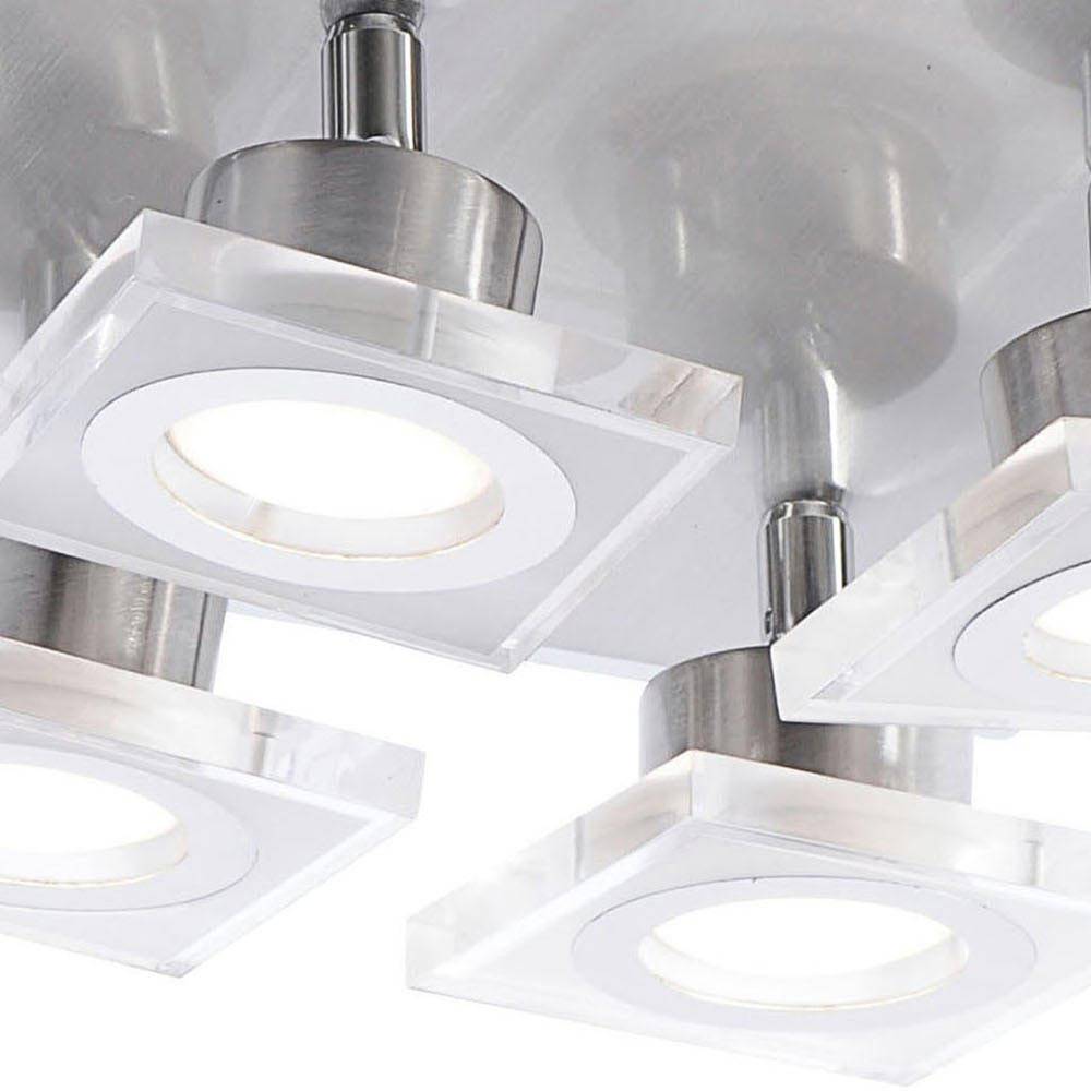 Deckenleuchte schwenkbar Spotstrahler Deckenlampe dimmbar Wohnzimmerleuchte Decke, Stahl, 4x 5,5W 350Lm warmweiß, LxBxH 25x25x11 cm