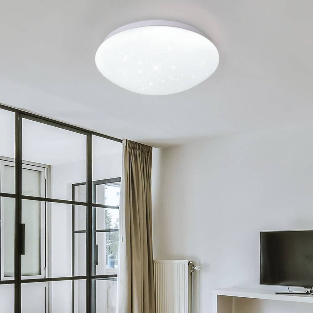 LED Deckenlampe Schlafzimmerleuchte 6500K Sternenhimmel Deckenlampe weiß, Sterneneffekt, 12W 840lm 6500K, DxH 26x9,2 cm