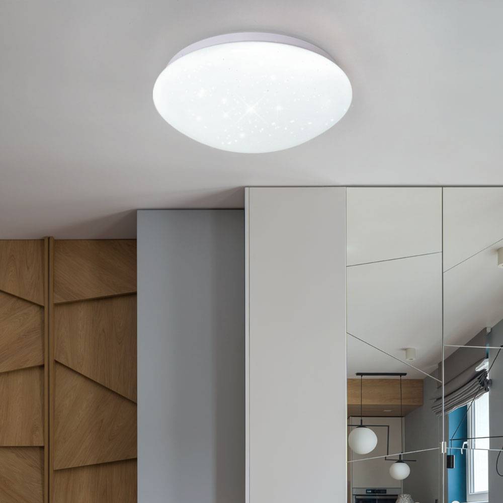 LED Deckenlampe Schlafzimmerleuchte 6500K Sternenhimmel Deckenlampe weiß, Sterneneffekt, 12W 840lm 6500K, DxH 26x9,2 cm