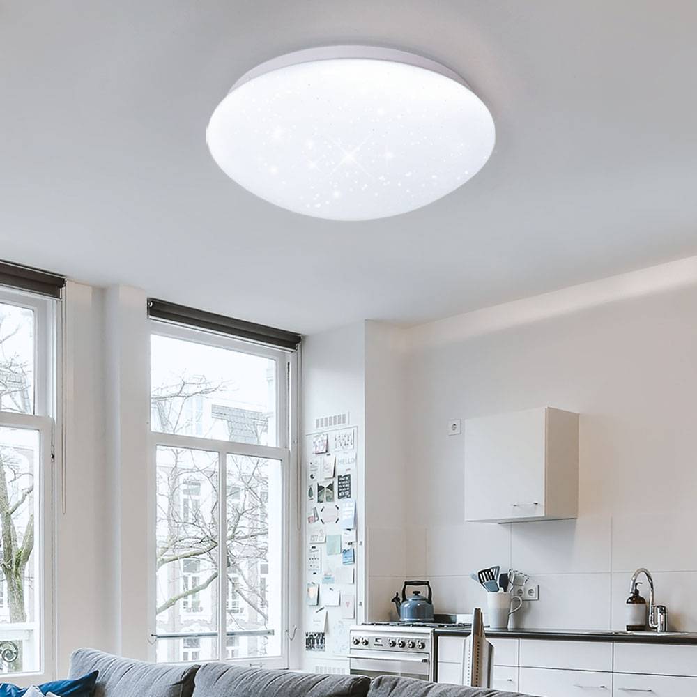 LED Deckenlampe Schlafzimmerleuchte 6500K Sternenhimmel Deckenlampe Tageslicht weiß, Sterneneffekt, 18W 1260lm 6500K, DxH 29x9,5 m