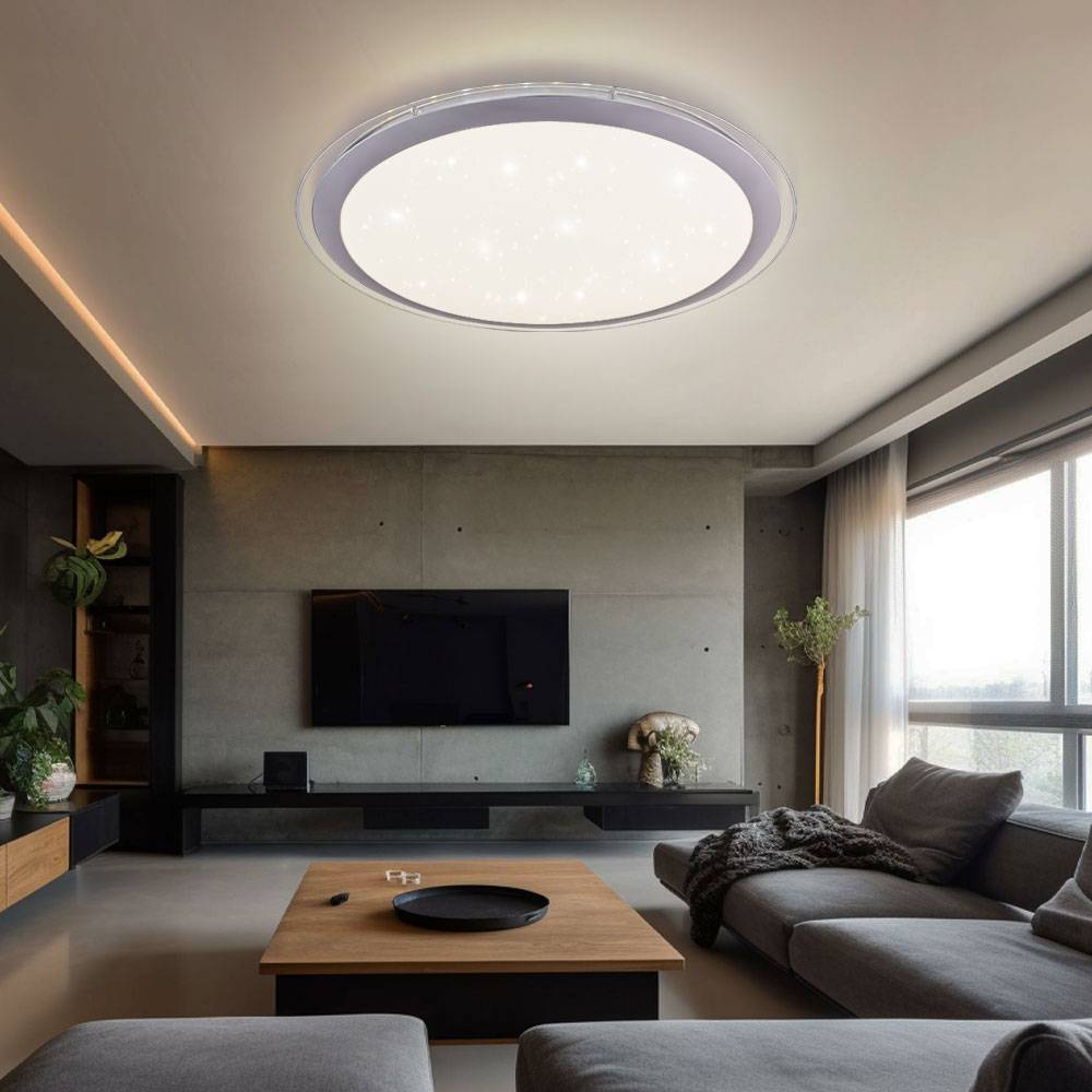 Smart Home Deckenlampe dimmbar mit Fernbedienung LED Deckenleuchte Wohnzimmerlampe, App-/Sprachsteuerung, 30W 1500lm warmweiß-kaltweiß, DxH 53 x 8,3