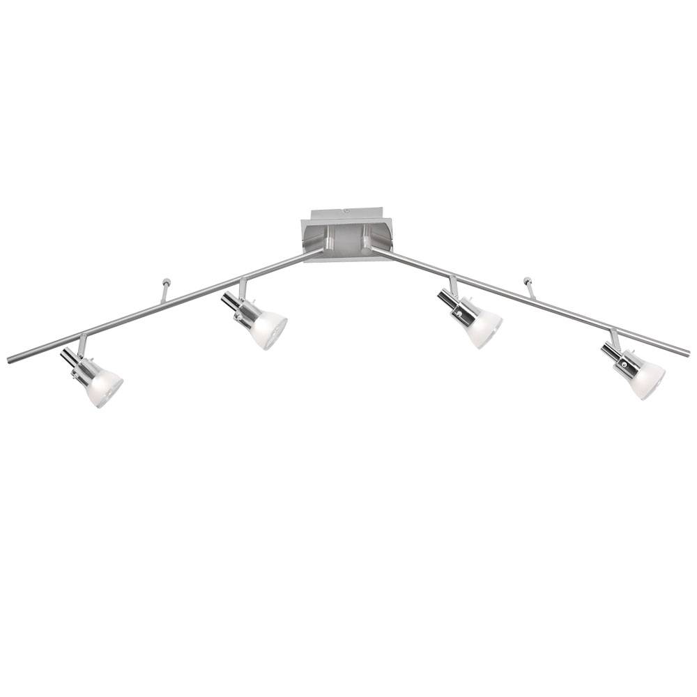 Spotleiste Deckenleuchte verstellbar Wohnzimmerleuchte LED Deckenlampe silber, bewegliche Lampenarme und Glasspots, 4x5W 4x666lm 3000K, LxBxH