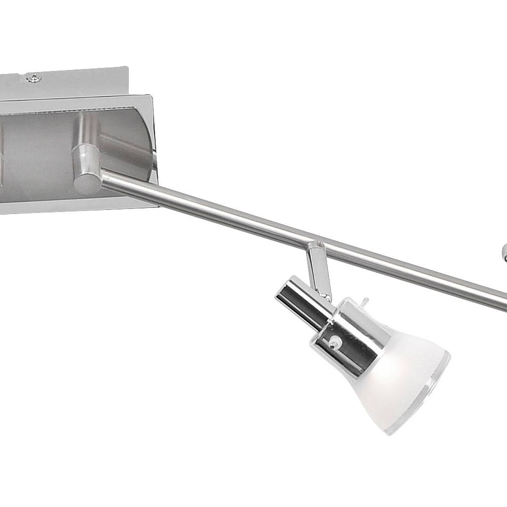 Spotleiste Deckenleuchte verstellbar Wohnzimmerleuchte LED Deckenlampe silber, bewegliche Lampenarme und Glasspots, 4x5W 4x666lm 3000K, LxBxH