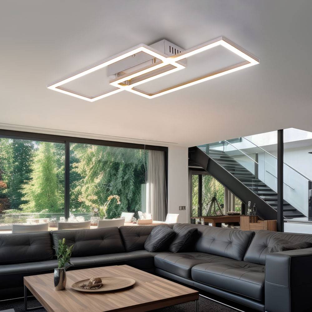 LED Deckenlampe Wohnzimmerleuchte Deckenleuchte Esszimmerleuchte, Metall, rechteckig, 2280lm 40W 3000K, 52 x 24,2 x 6,2 cm