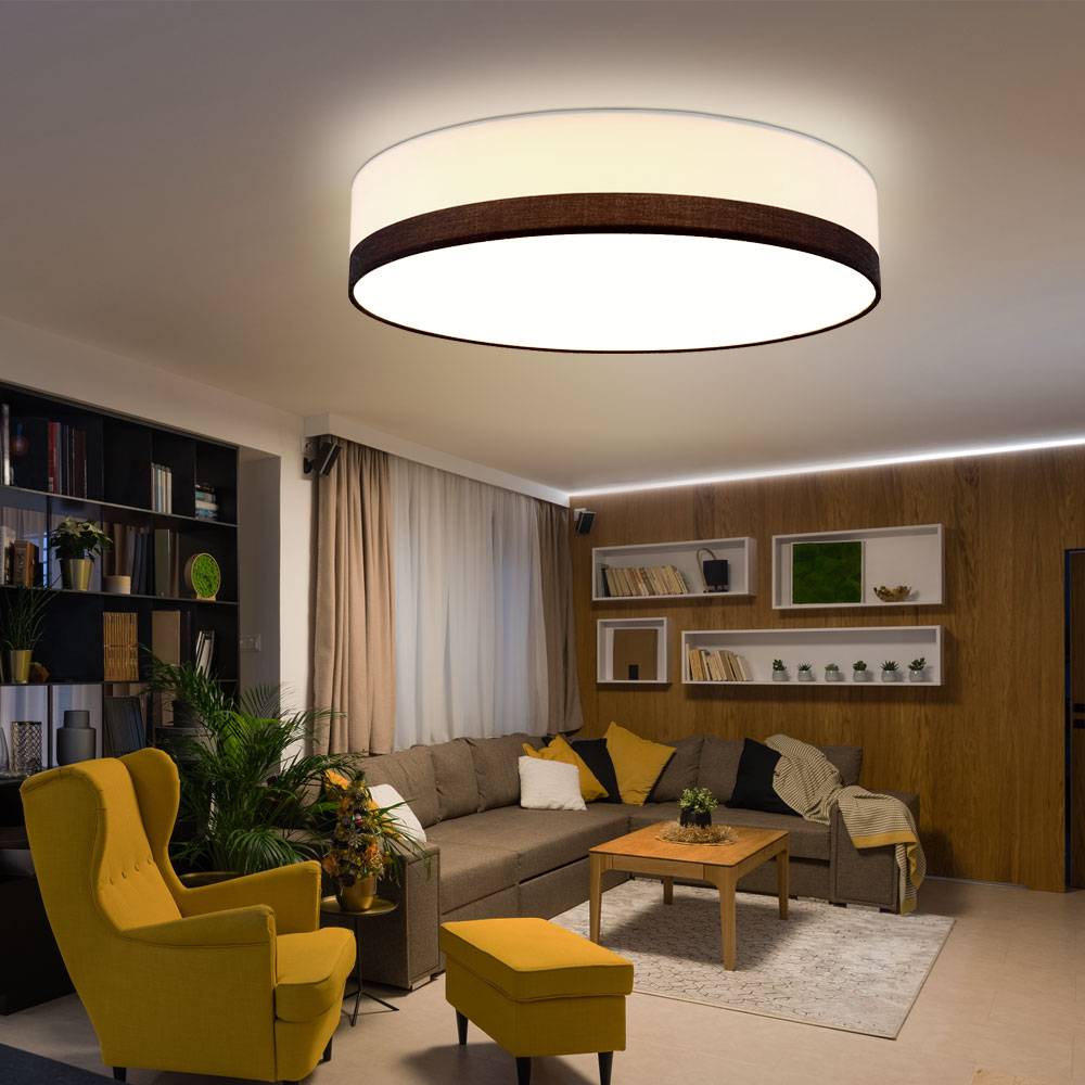 LED CCT Deckenleuchte Deckenlampe Wohnzimmer modern Schlafzimmerlampe, Lichtfarben verstellbar über Wandschalter, 40W 1375lm 3000-6000K, DxH 50x13