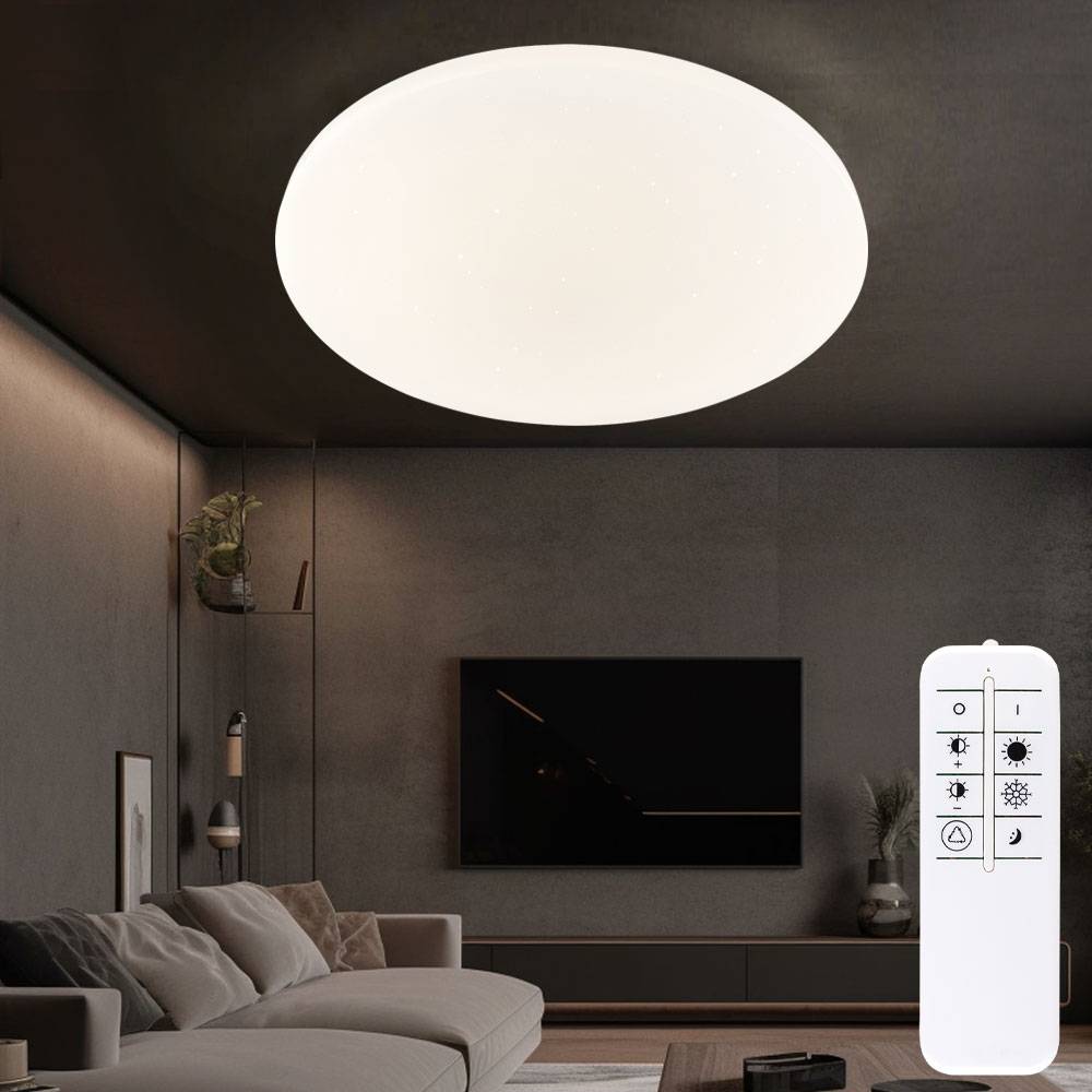 Smart LED Decken Leuchte Sternen Effekt Tageslicht Lampe Wohn Zimmer Beleuchtung Fernbedienung rund