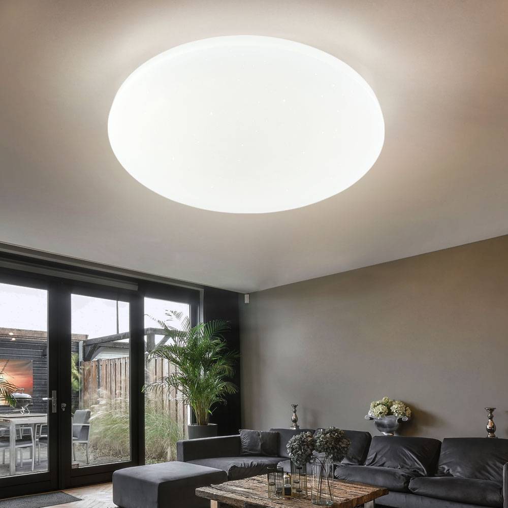 Smart Deckenleuchte Sterneneffekt Deckenlampe mit Fernbedienung LED Wohnzimmerlampe dimmbar, CCT App Steuerung, 30W 2430Lm, DxH 54x7,6 cm