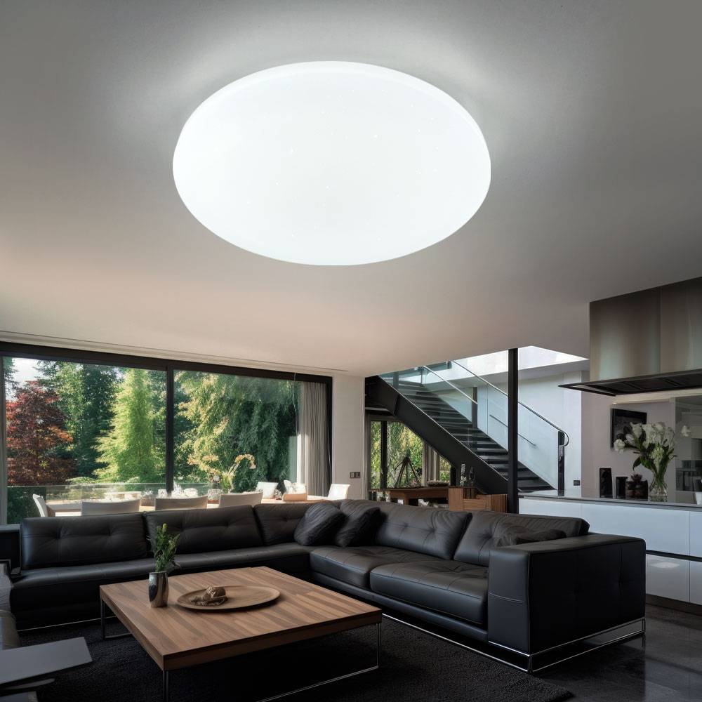 Smart LED Decken Leuchte Sternen Effekt Tageslicht Lampe Wohn Zimmer Beleuchtung Fernbedienung rund