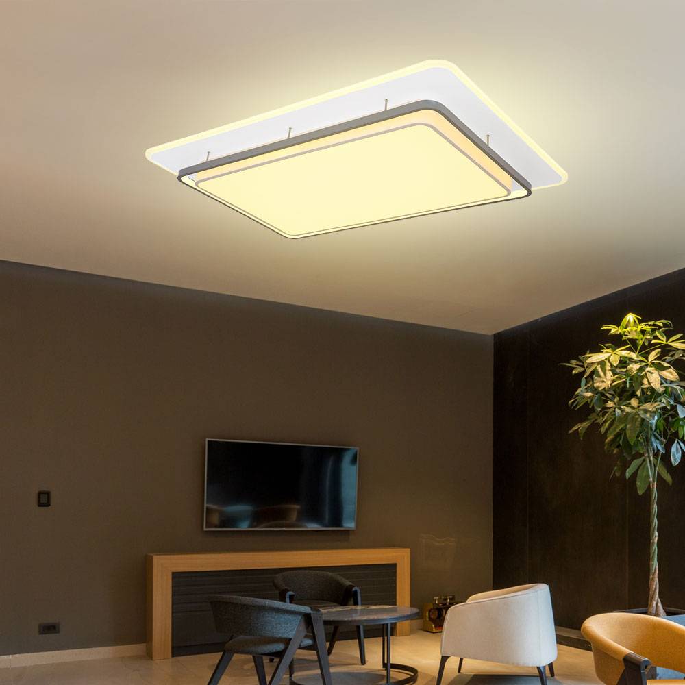 Deckenleuchte Deckenlampe Innenleuchte Designleuchte Deckenbeleuchtung Wohnzimmer, Fernbedienung dimmbar timer CCT, Metall weiß opal, 1x LED 150