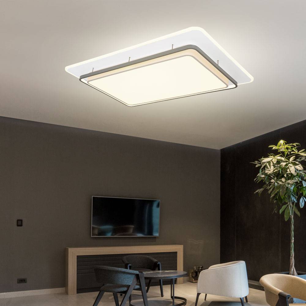 Deckenleuchte Deckenlampe Innenleuchte Designleuchte Deckenbeleuchtung Wohnzimmer, Fernbedienung dimmbar timer CCT, Metall weiß opal, 1x LED 150