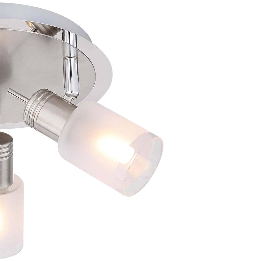 LED Deckenleuchte Wohnzimmerleuchte Deckenlampe verstellbar, bewegliche Spots, chrom nickel matt, 3x 4W 3x324lm 3000K, DxH 21x13 cm