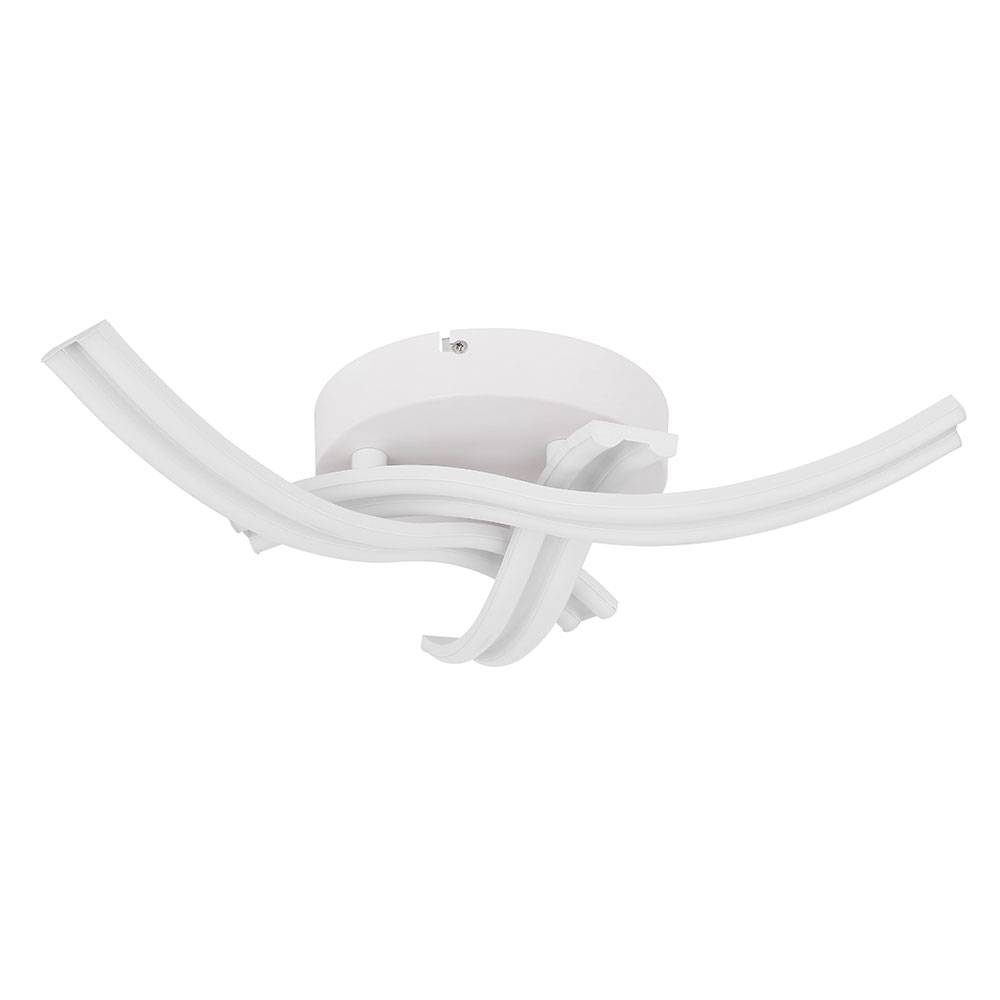 Wohnzimmer LED Deckenleuchte Deckenlampe 3 flammig Wohnzimmerlampe modern, Metall weiß opal, geschwungen, 1x LED 40W 2400Lm 3000K, DxH 54x10 cm