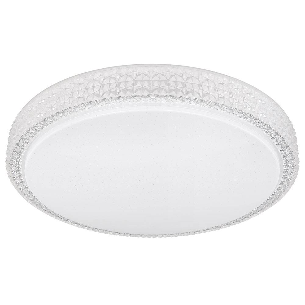 Deckenleuchte Kristallleuchte Rundlampe Deckenlampe Wohnzimmer, CCT Kristalldekor Sternenhimmel-Effekt, Metall klar weiß opal, 1x LED 22 Watt 1600