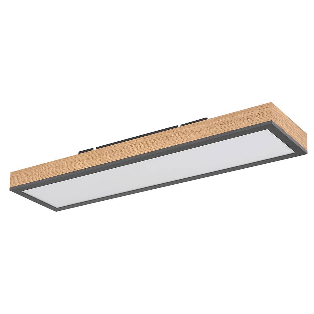 Deckenlampe Wohnzimmer Holz LED Deckenleuchte Holz Schlafzimmerlampe Decke LED, Holzoptik graphit, 1x LED 18W 1000Lm warmweiß, LxBxH 60x15x3 cm