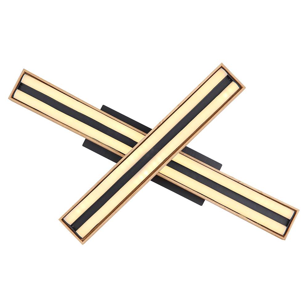 Wohnzimmerlampe 3 Stufen dimmbar Deckenleuchte Holz LED Deckenlampe warmweiss Holzleuchte Memory Funktion, Metall MDF natur schwarz, 1x LED 24W