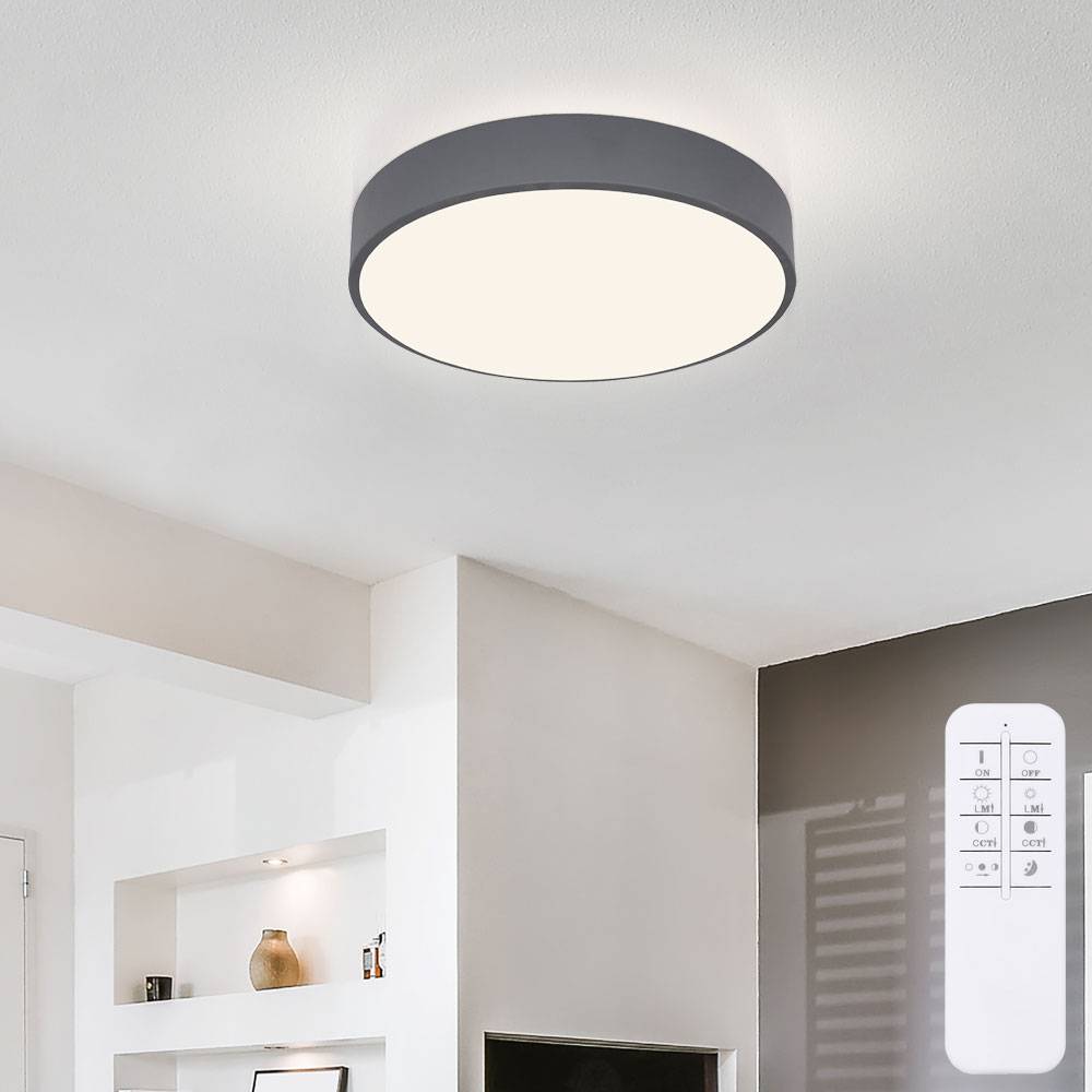 Deckenlampe Deckenleuchte LED Esszimmerleuchte graphit Fernbedienung mit Nachtlicht und Backlight, Metall Kunststoff, 1x LED 24 W 1280 lm, DxH