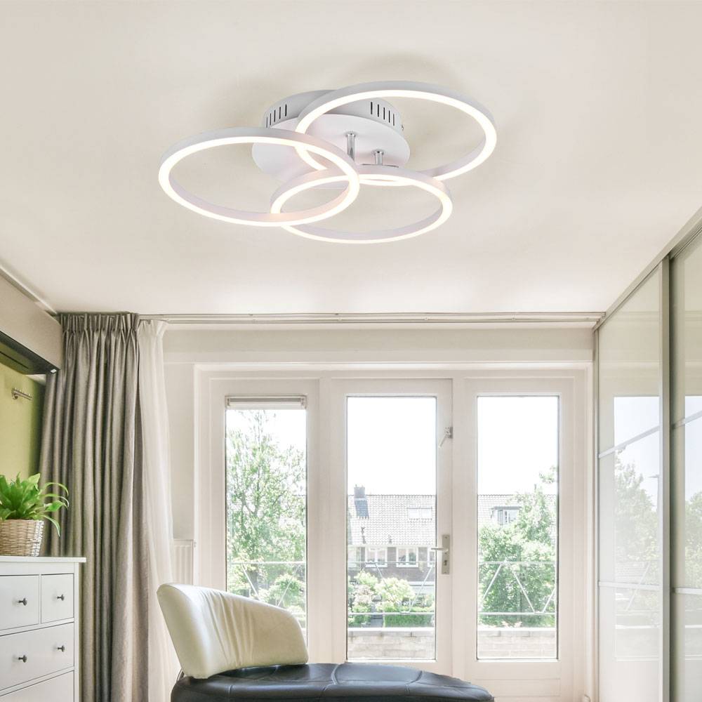 Deckenleuchte Deckenlampe Designleuchte Schlafzimmer Fernbedienung dimmbar Nachtlicht CCT Steuerung, Metall matt weiß, 1x LED 27 Watt 3100 Lumen