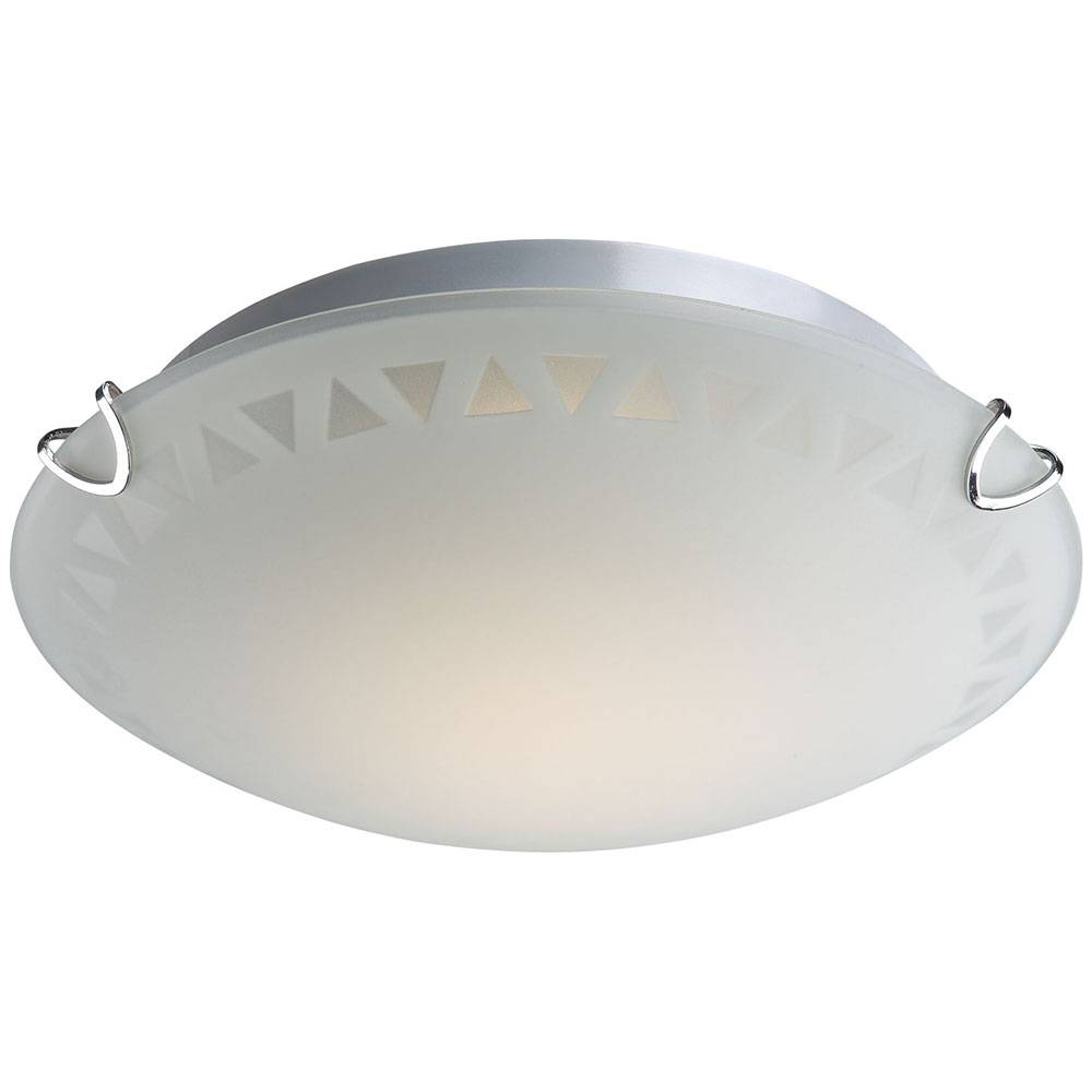 Deckenleuchte Glasleuchte Deckenlampe Muster Rundleuchte Wohnzimmer, Dreieckmuster Metall Chrom Glas, 1x LED 7 Watt 560 Lumen warmweiß, D 25cm