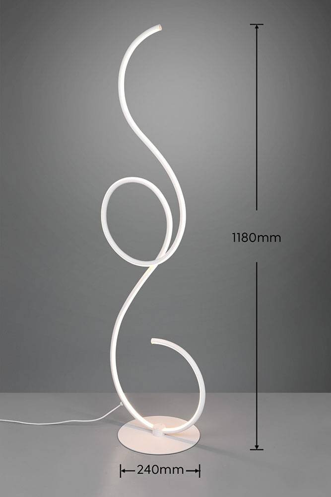 Stehlampe Beistellleuchte Stehleuchte Fußschalter dimmbar CCT Schaltung Nachtlicht, Metall weiß matt, 1x LED 23 Watt 2700 Lumen warmweiß-Tageslicht