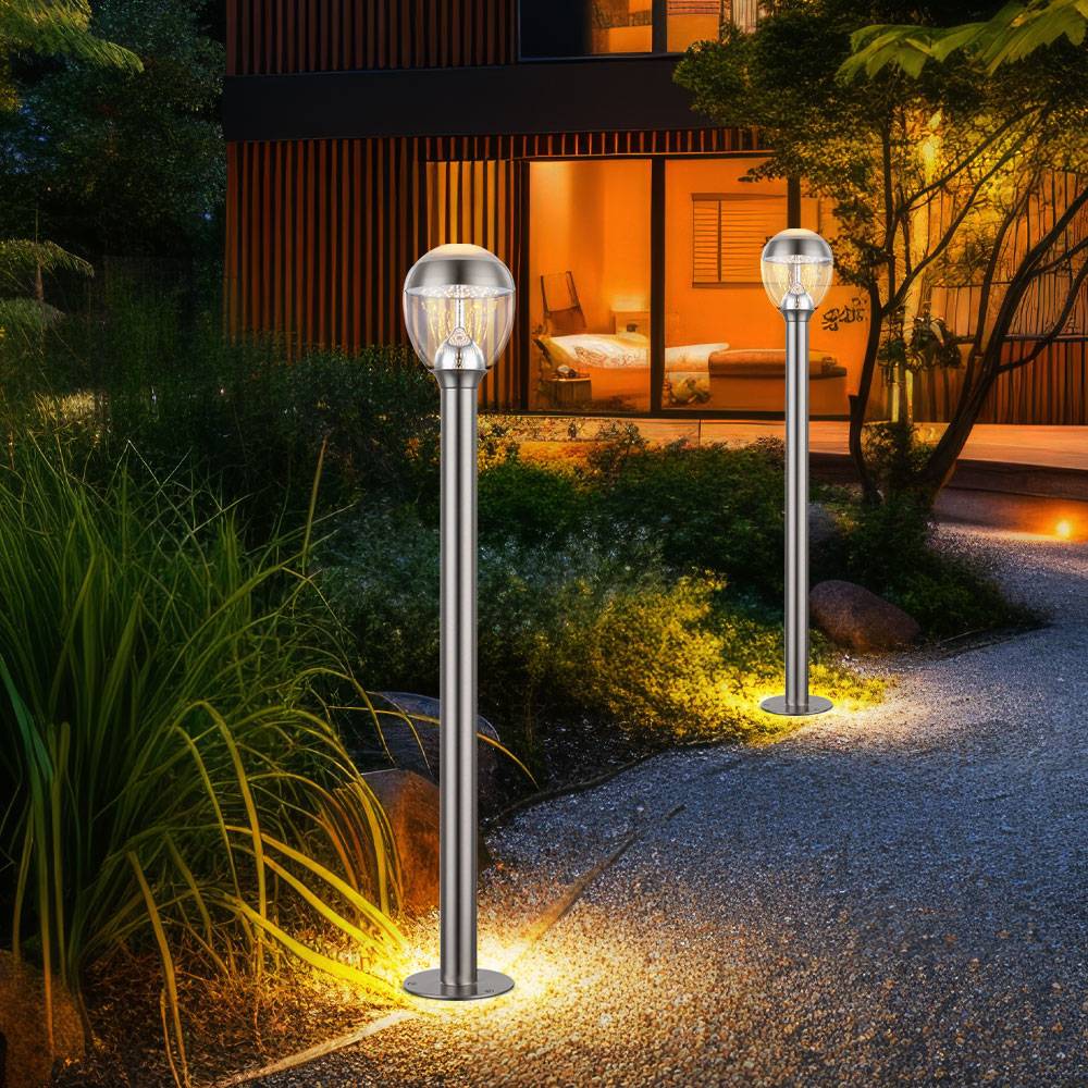 Außenleuchte Stehlampe Standleuchte Garten Edelstahl Sockelleuchte Außen, IP44, 1x LED 11W 750Lm warmweiß, DxH 15x99 cm
