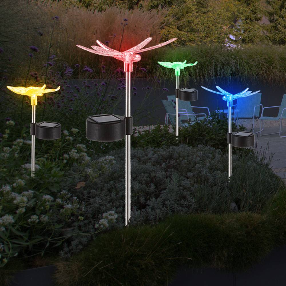 Solarlampe Schmetterling Gartenbeleuchtung Licht Beleuchtung Solarleuchte 4er Set