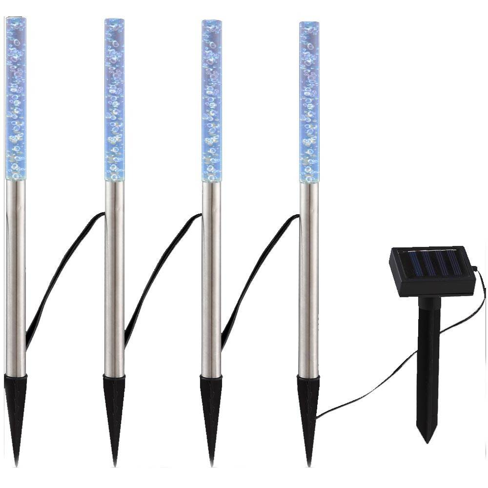 4er Set LED Steck Leuchten Farbwechsel bunt Design Stand Lampen Beleuchtungen Glas Edelstahl IP44