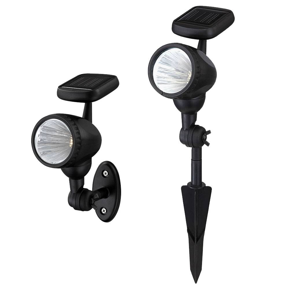 Außenleuchte Solarlampe Solarleuchte Steckleuchte Lampe Garten, IP44 Erdspieß Akku beweglicher Spot, schwarz, 1x LED warmweiß, LxH 8,5x17cm