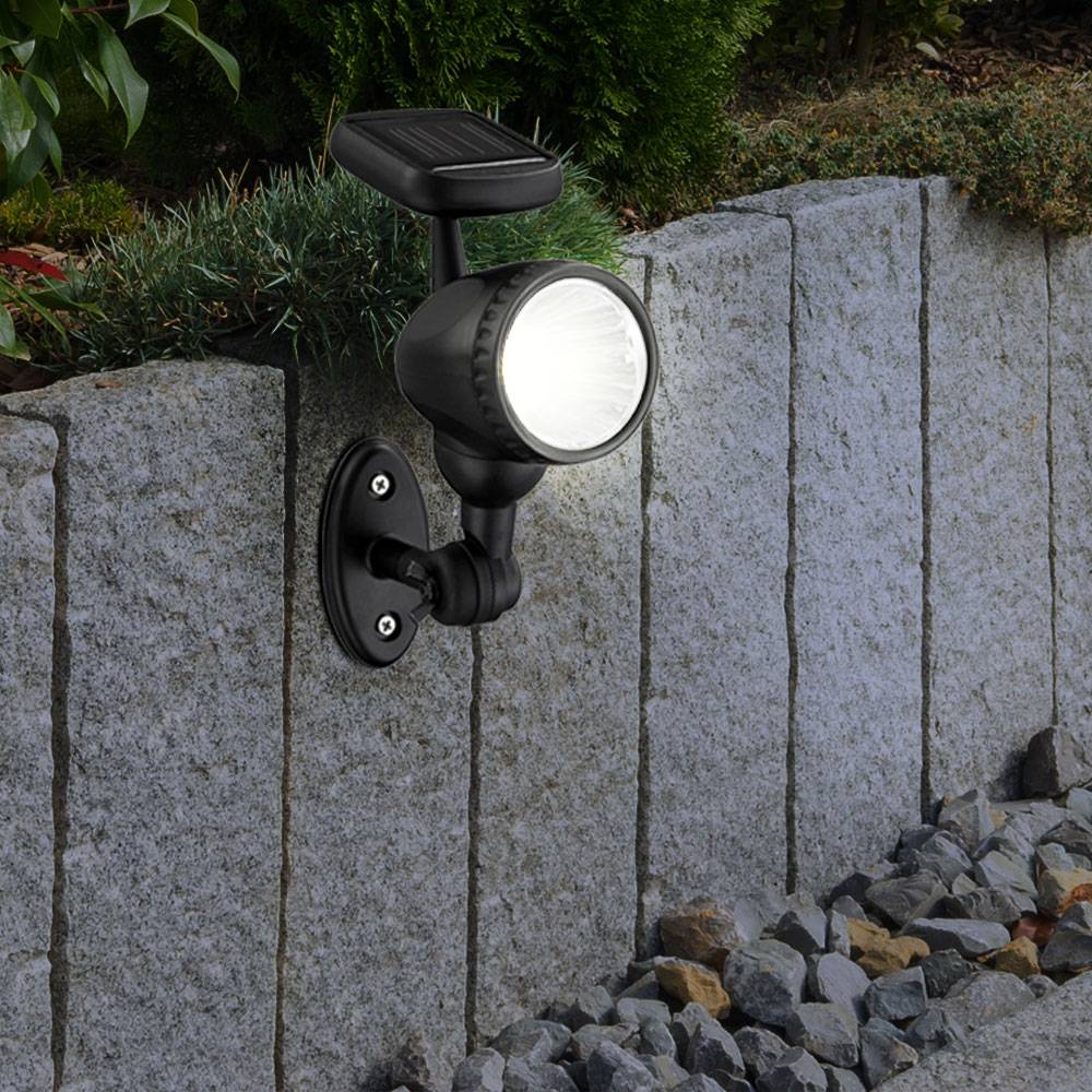 3er Set LED Außen Steck Leuchten Solar Lampen beweglich Spot Strahler Wandbefestigung schwarz