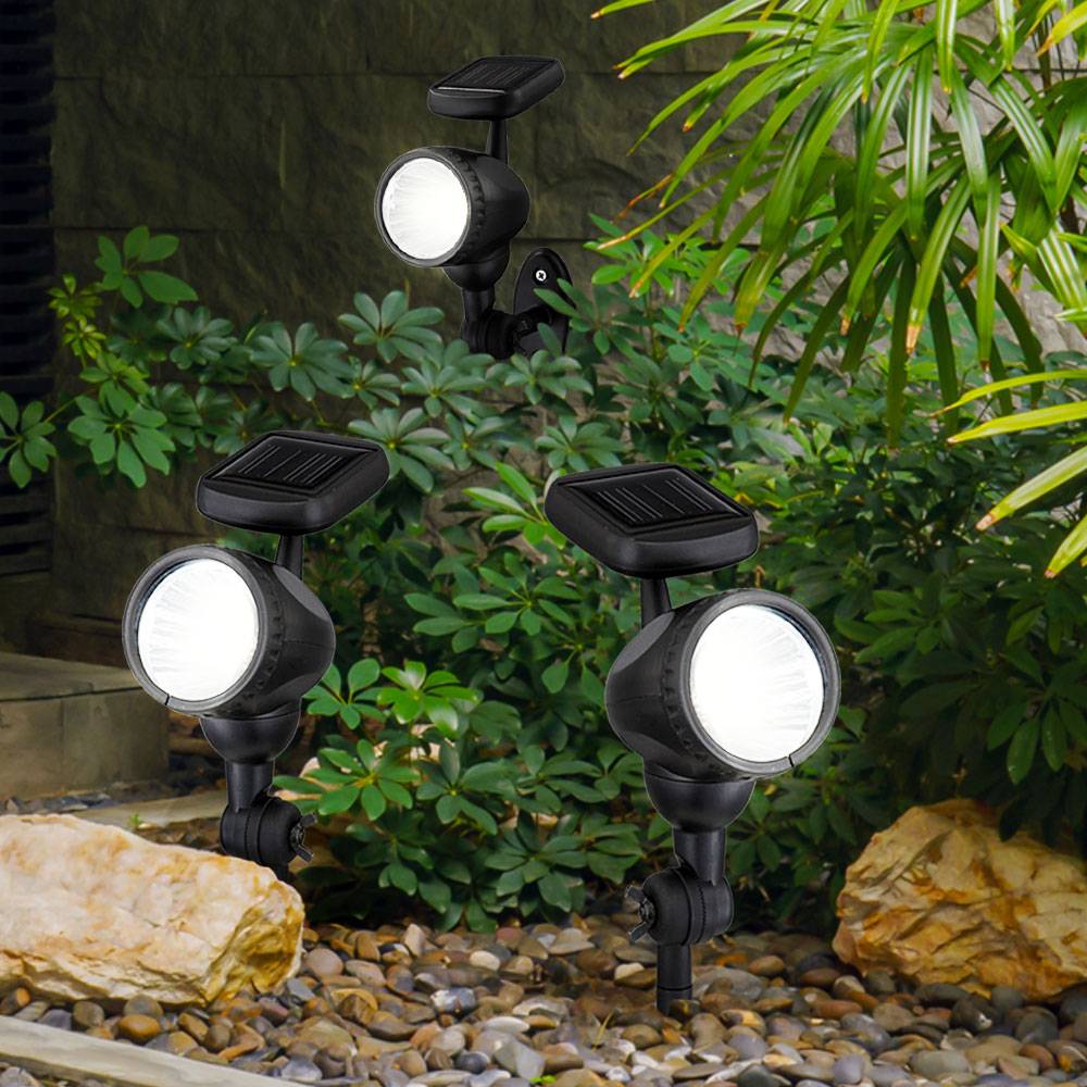 Außenleuchte Solarlampe Solarleuchte Steckleuchte Lampe Garten, IP44 Erdspieß Akku beweglicher Spot, schwarz, 1x LED warmweiß, LxH 8,5x17cm